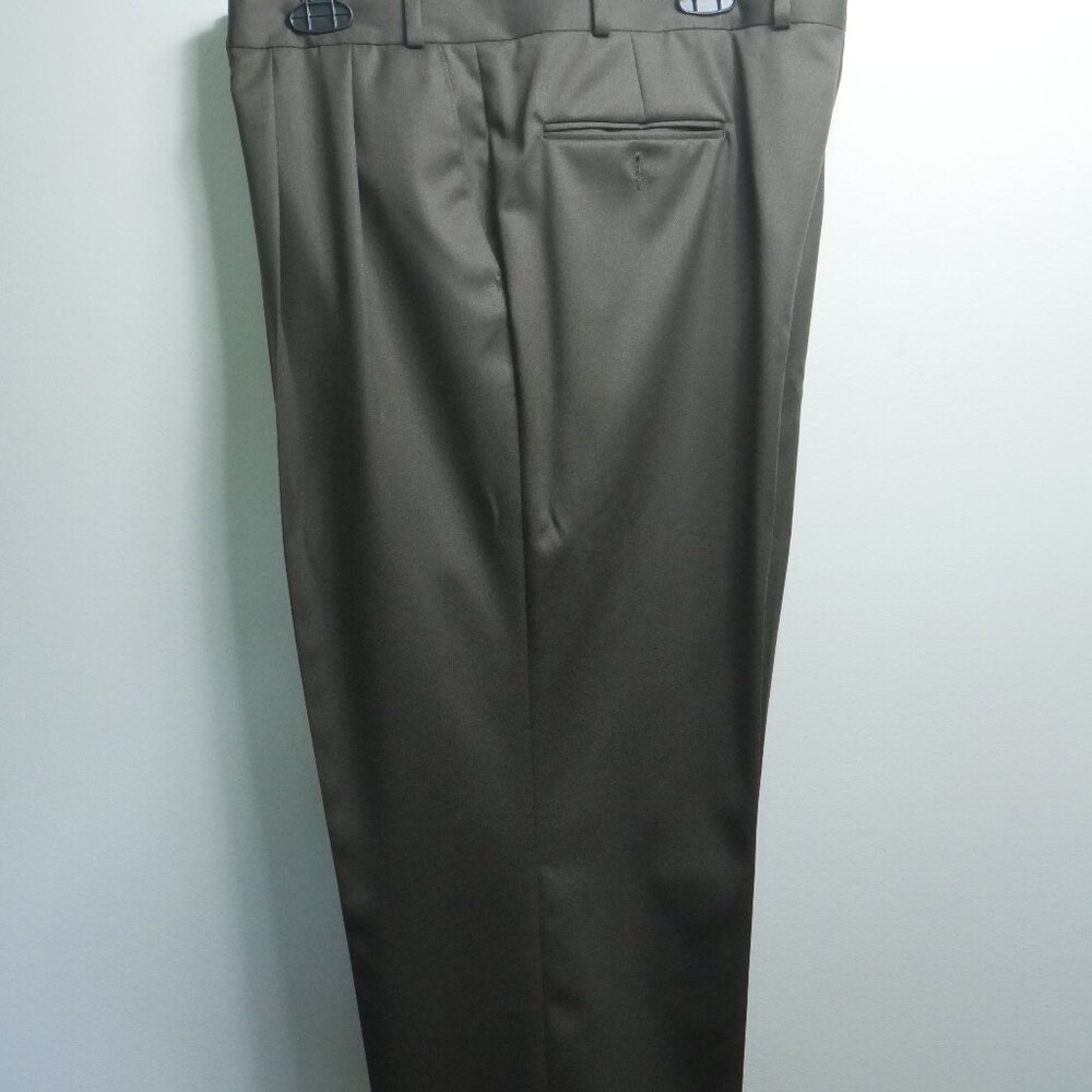 Ralph Lauren Mens Taupe Gray Wool Super 100s Dress Pants Pleated Cuffed 42x30